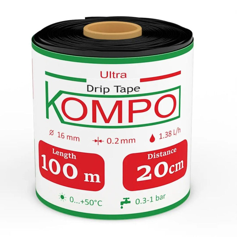 Крапельна стрічка KOMPO 100м х 20см (еміт.)  8mil 1,38л. Італія