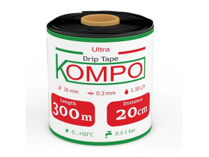 Крапельна стрічка KOMPO 300м х 20см (еміт.)  8mil 1,38л.