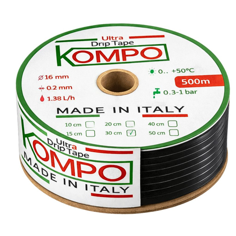 Капельная лента KOMPO 500м х 30см (эмит.) 8mil 1,38л. Италия