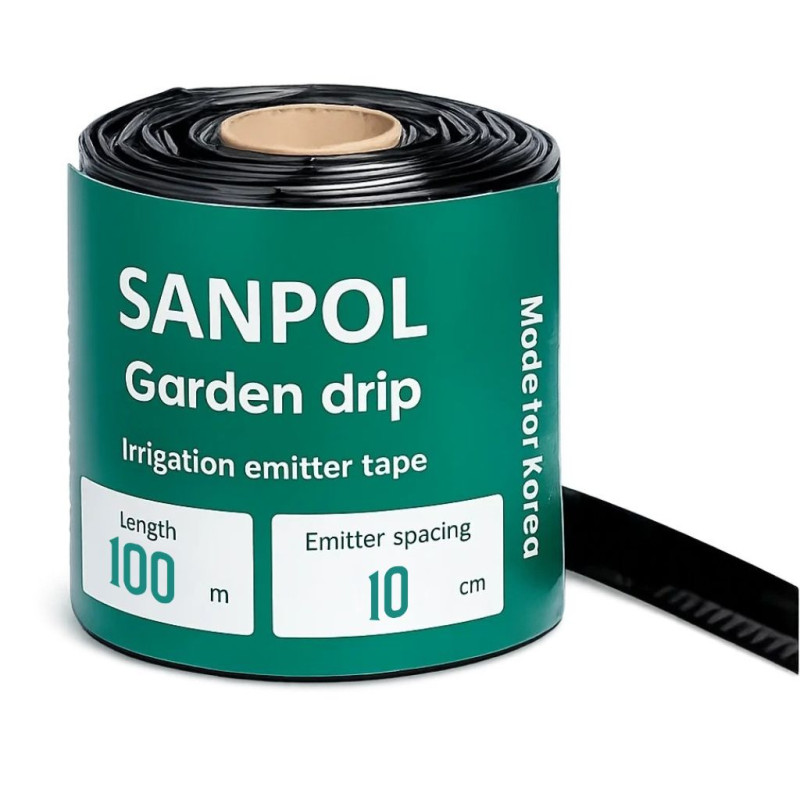 Крапельна стрічка Sanpol 100м х 10см емітерна 8mil 1,38л. Корея