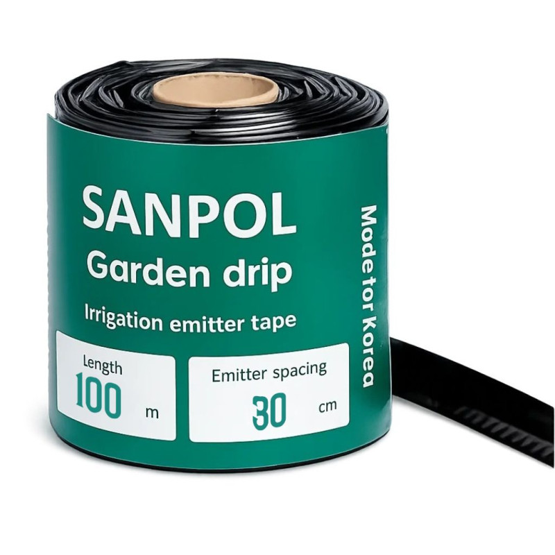 Крапельна стрічка Sanpol 100м х 30см емітерна 8mil 1,38л. Корея