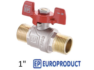 Кран 1 дюйм кульовий EUROPRODUCT ЗЗ метелик (RED)