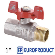 Кран 1 дюйм кульовий EUROPRODUCT ВЗ метелик (RED)