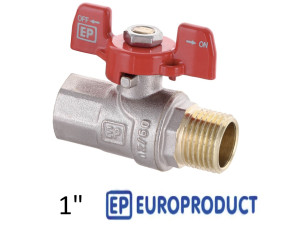 Кран 1 дюйм кульовий EUROPRODUCT ВЗ метелик (RED)