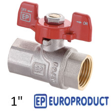 Кран 1 дюйм кульовий EUROPRODUCT ВВ метелик (RED)