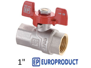 Кран 1 дюйм кульовий EUROPRODUCT ВВ метелик (RED)