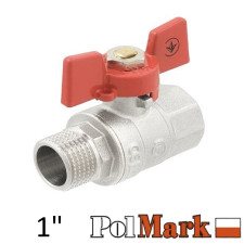 Кран 1 дюйм кульовий POLMARK Strong ВЗ метелик (RED)