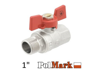 Кран 1 дюйм кульовий POLMARK Strong ВЗ метелик (RED)