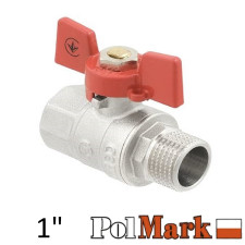 Кран 1 дюйм кульовий POLMARK Strong ВЗ метелик (RED)