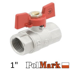 Кран 1 дюйм кульовий POLMARK Strong ВВ метелик (RED)