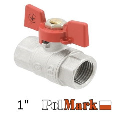 Кран 1 дюйм кульовий POLMARK Strong ВВ метелик (RED)