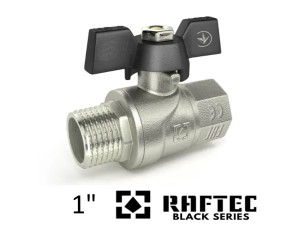 Кран 1 дюйм кульовий RAFTEC ЗЗ метелик (BLACK)