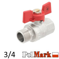 Кран 3/4 кульовий POLMARK Strong ВЗ метелик (RED)