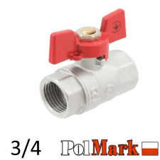 Кран 3/4 шариковый POLMARK Strong ВВ бабочка (RED)