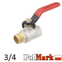 Кран 3/4 шариковый POLMARK Base ВН рычаг (RED)