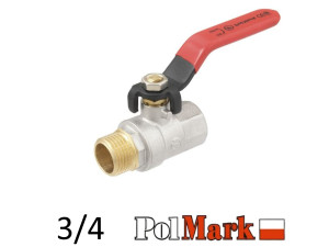 Кран 3/4 кульовий POLMARK Base ВЗ важіль (RED)