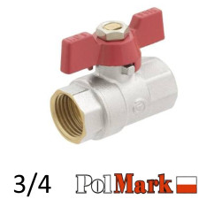Кран 3/4 шариковый POLMARK Base ВВ бабочка (RED)