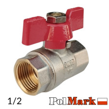 Кран 1/2 кульовий POLMARK Base ВВ метелик (RED)