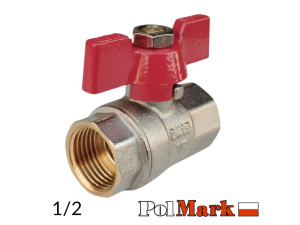 Кран 1/2 кульовий POLMARK Base ВВ метелик (RED)
