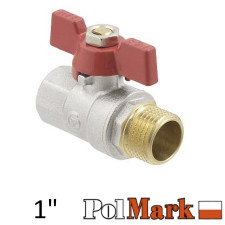 Кран 1 дюйм кульовий POLMARK Base ВЗ метелик (RED)