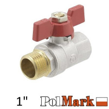 Кран 1 дюйм кульовий POLMARK Base ВЗ метелик (RED)