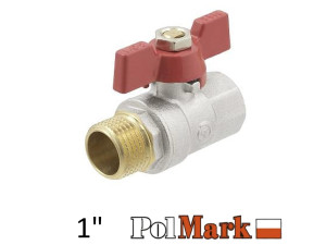 Кран 1 дюйм кульовий POLMARK Base ВЗ метелик (RED)