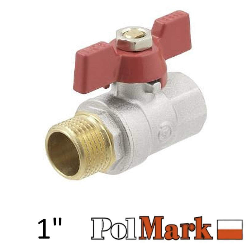 Кран 1 дюйм шариковый POLMARK Base ВН бабочка (RED)