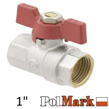 Кран 1 дюйм кульовий POLMARK Base ВВ метелик (RED)