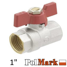 Кран 1 дюйм кульовий POLMARK Base ВВ метелик (RED)
