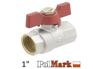 Кран 1 дюйм кульовий POLMARK Base ВВ метелик (RED)