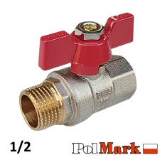 Кран кульовий 1/2 POLMARK Base ВЗ метелик (RED)