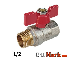 Кран шаровый 1/2 POLMARK Base ВН бабочка (RED)