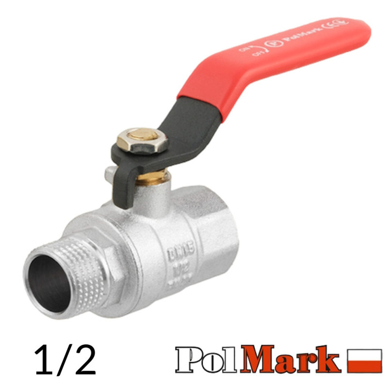 Кран 1/2 шариковый POLMARK Strong ВН рычаг (RED)