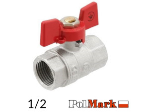 Кран 1/2 кульовий POLMARK Strong ВВ метелик (RED)