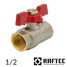 Кран 1/2 шариковый RAFTEC ВВ бабочка (RED)