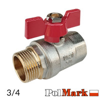 Кран 3/4 кульовий POLMARK Base ВЗ метелик (RED)