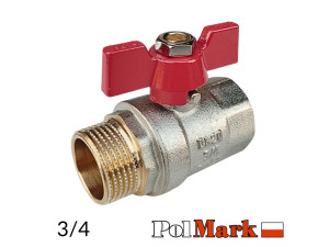 Кран 3/4 кульовий POLMARK Base ВЗ метелик (RED)