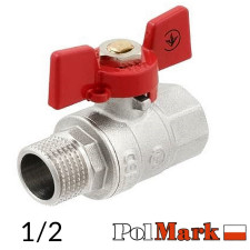 Кран кульовий 1/2 POLMARK Strong ВЗ метелик (RED)