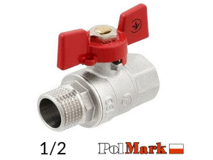 Кран шаровый 1/2 POLMARK Strong ВН бабочка (RED)