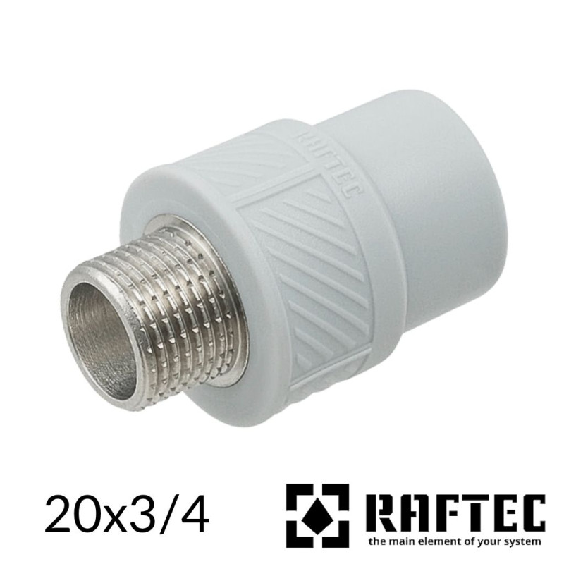 Муфта комбинированная полипропилен 20х3/4 наружная Raftec