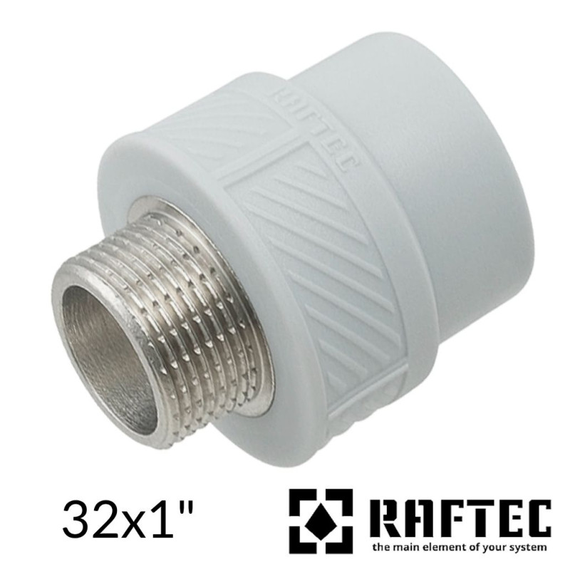 Муфта переходная полипропиленовая с металла на пластик 32х1 наружная Raftec