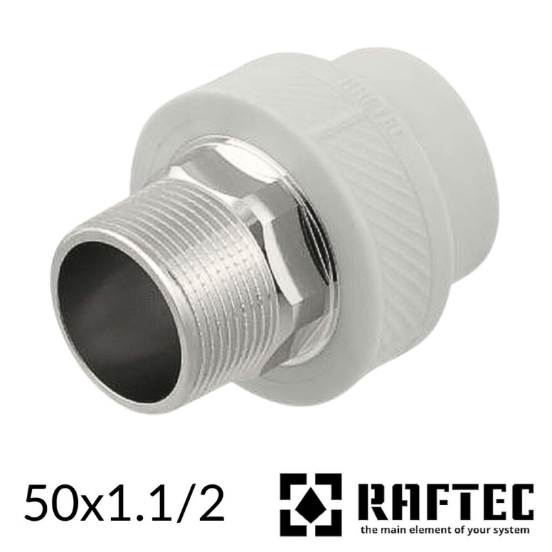 Поліпропілен муфта перехідна з металу на пластик 50х1,1/2 Raftec
