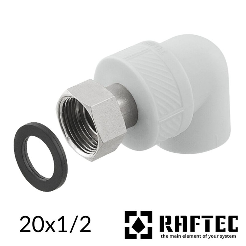Уголок с накидной гайкой 1/2 ппр Raftec