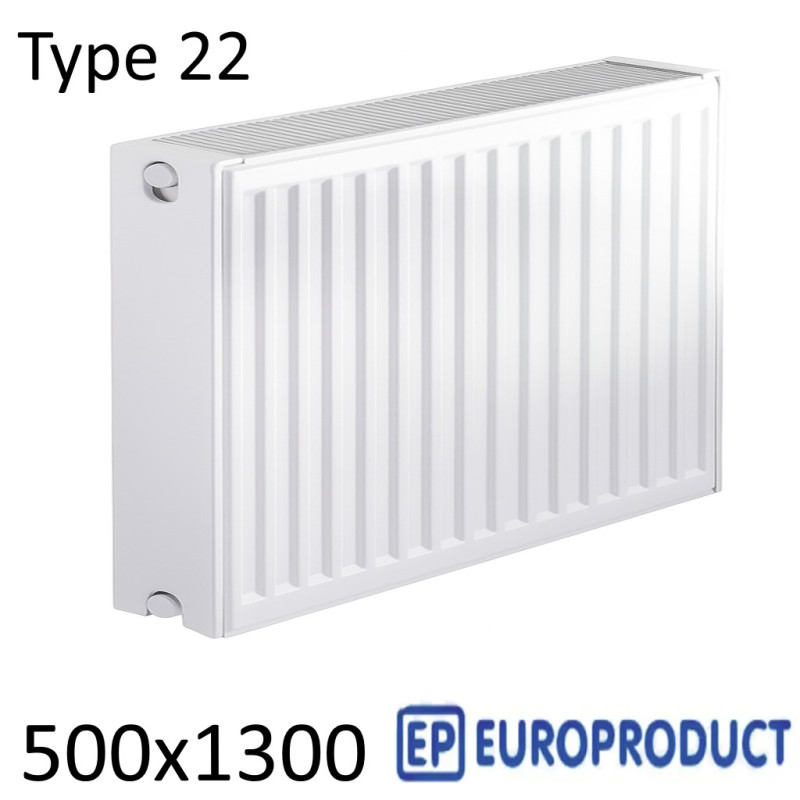 Стальной радиатор EUROPRODUCT 500х1300 мм, Тип 22 боковое подключение