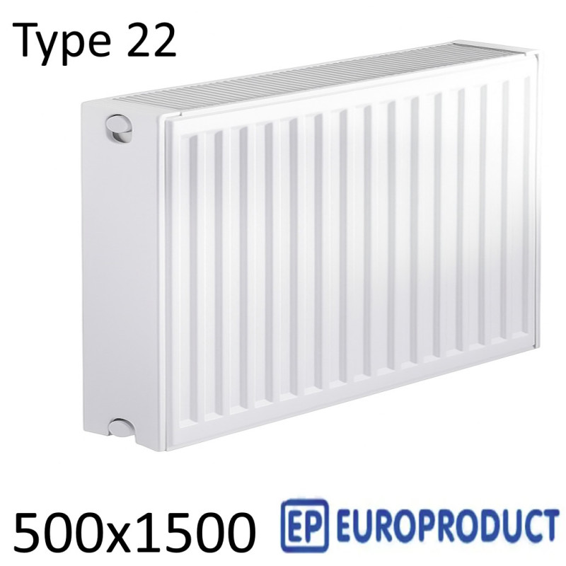 Стальной радиатор EUROPRODUCT 500х1500 мм, Тип 22 боковое подключение