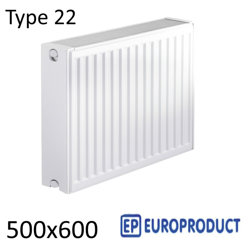 Стальной радиатор EUROPRODUCT 500х600 мм, Тип 22 боковое подключение