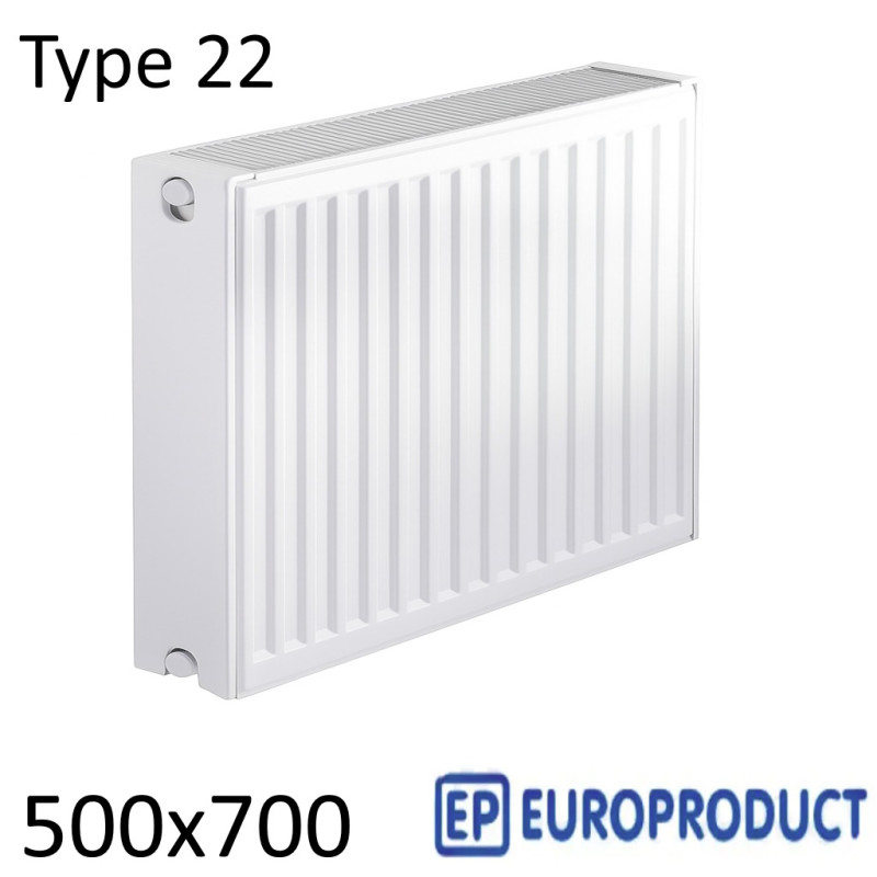Стальной радиатор EUROPRODUCT 500х700 мм, Тип 22 боковое подключение