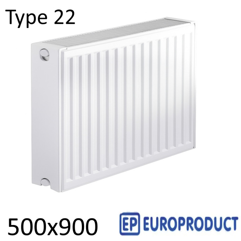 Стальной радиатор EUROPRODUCT 500х900 мм, Тип 22 боковое подключение