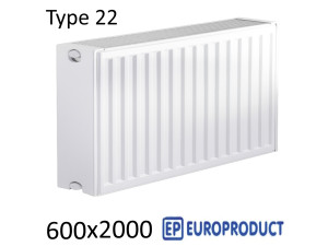 Радіатор сталевий EUROPRODUCT 22 600х2000 бічне підключення
