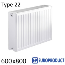 Радиатор стальной EUROPRODUCT 22 600х800 боковое подключение 